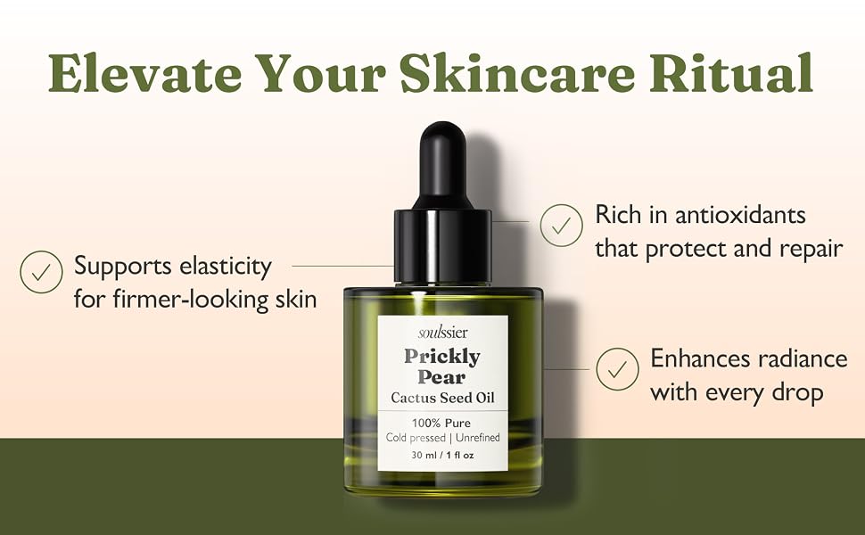 Soulssier skincare ritual with prickly pear seed oil